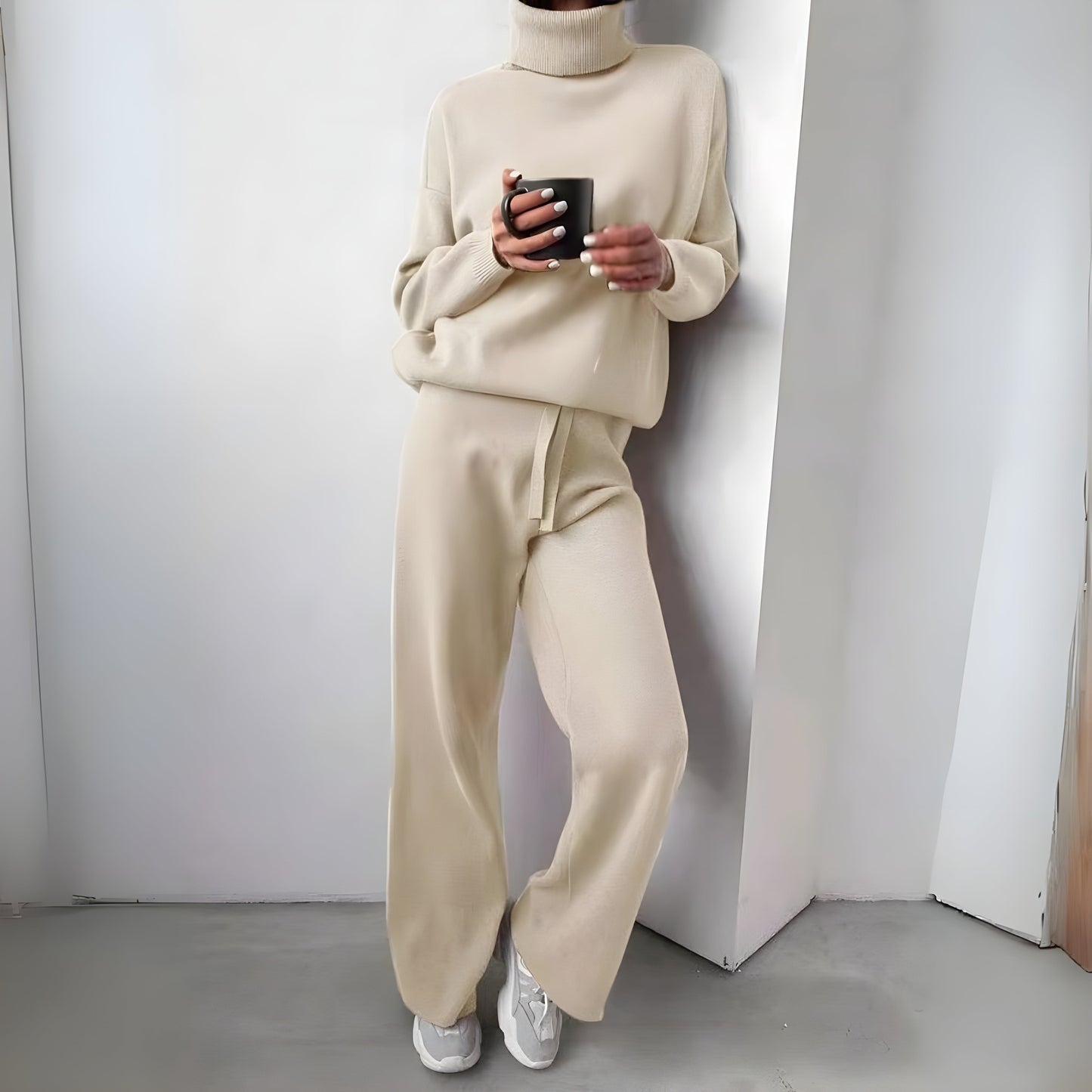 Yara | 2 Delat Set Varm Tröja Med Turtleneck Och Mjuka Långbyxor