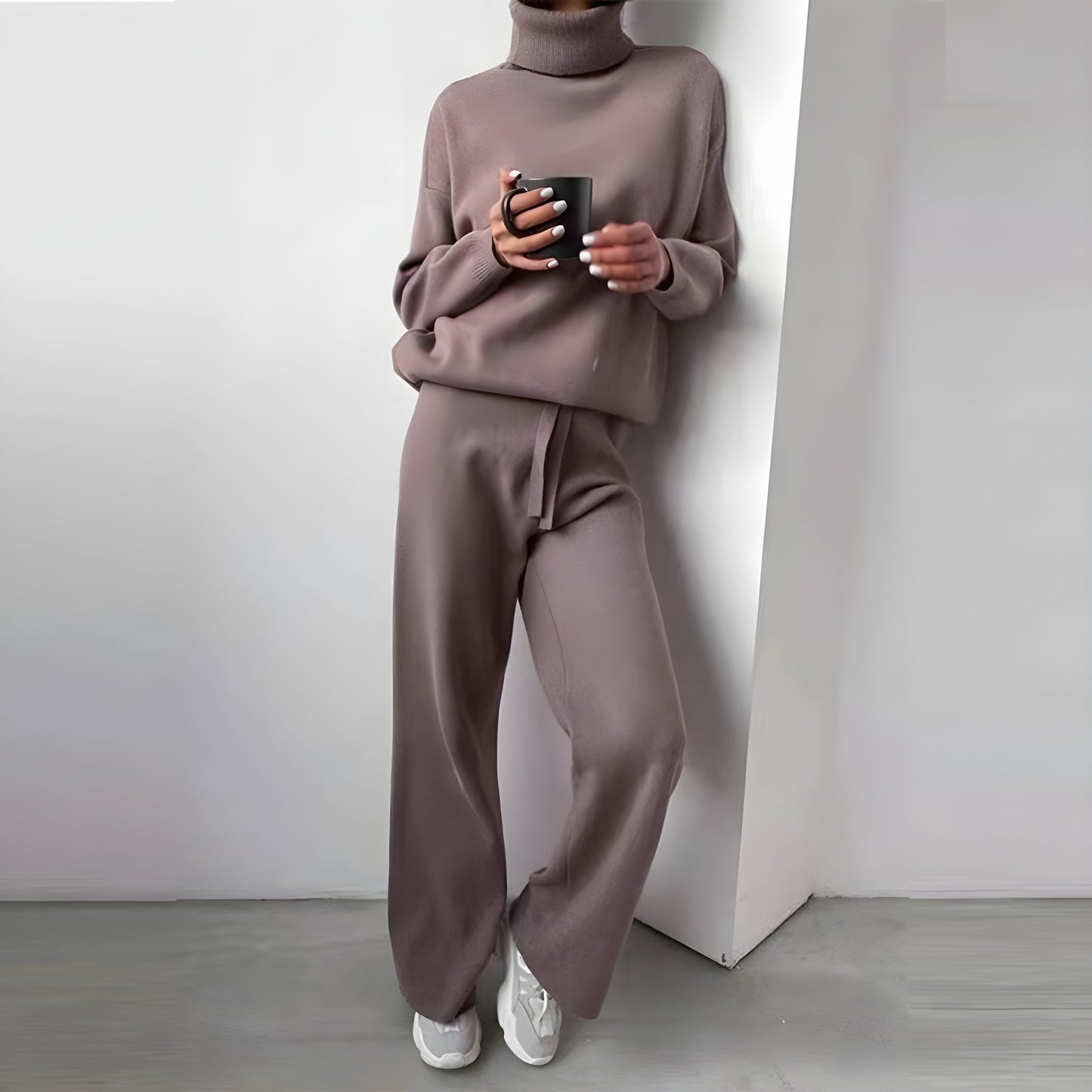Yara | 2 Delat Set Varm Tröja Med Turtleneck Och Mjuka Långbyxor