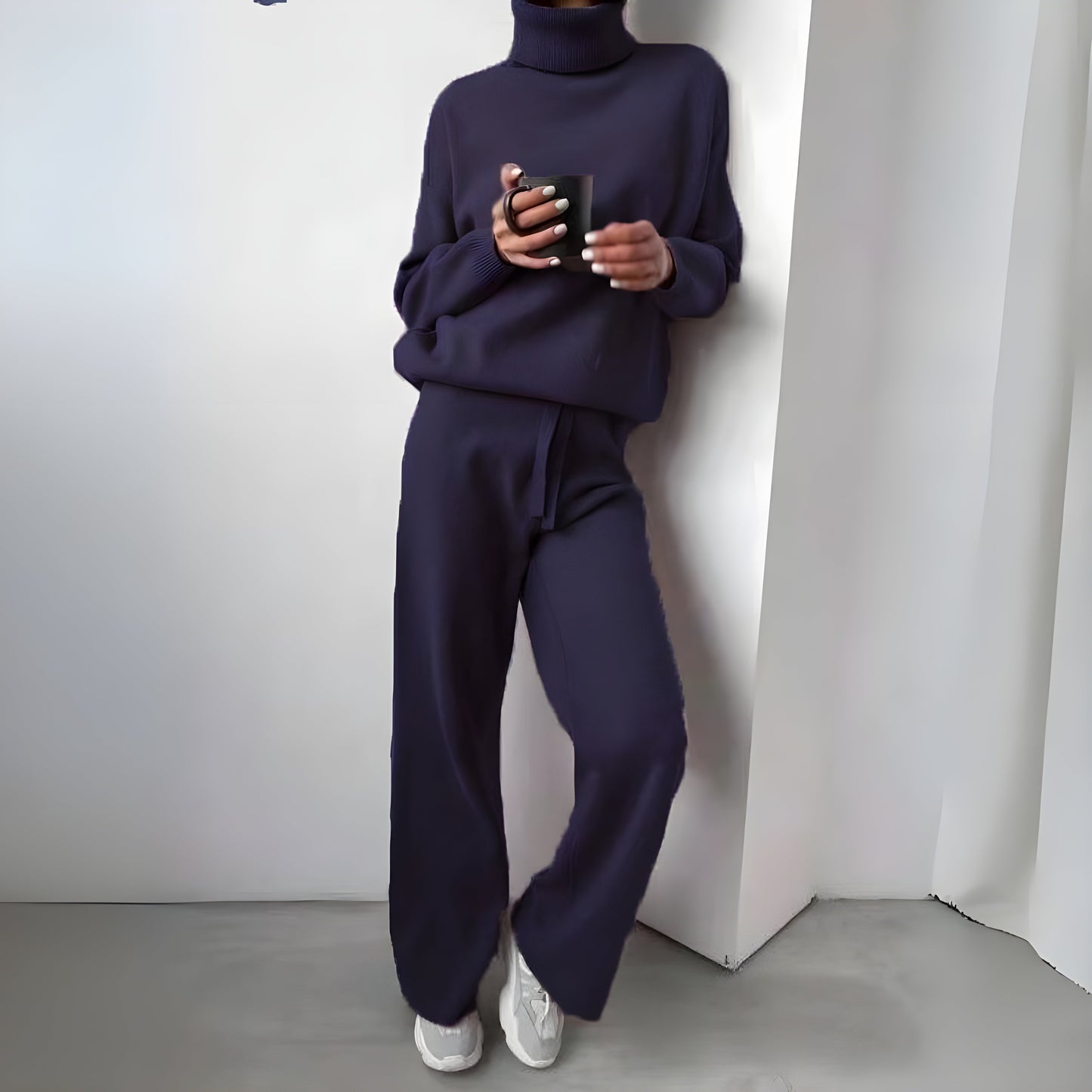 Yara | 2 Delat Set Varm Tröja Med Turtleneck Och Mjuka Långbyxor