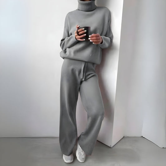 Yara | 2 Delat Set Varm Tröja Med Turtleneck Och Mjuka Långbyxor