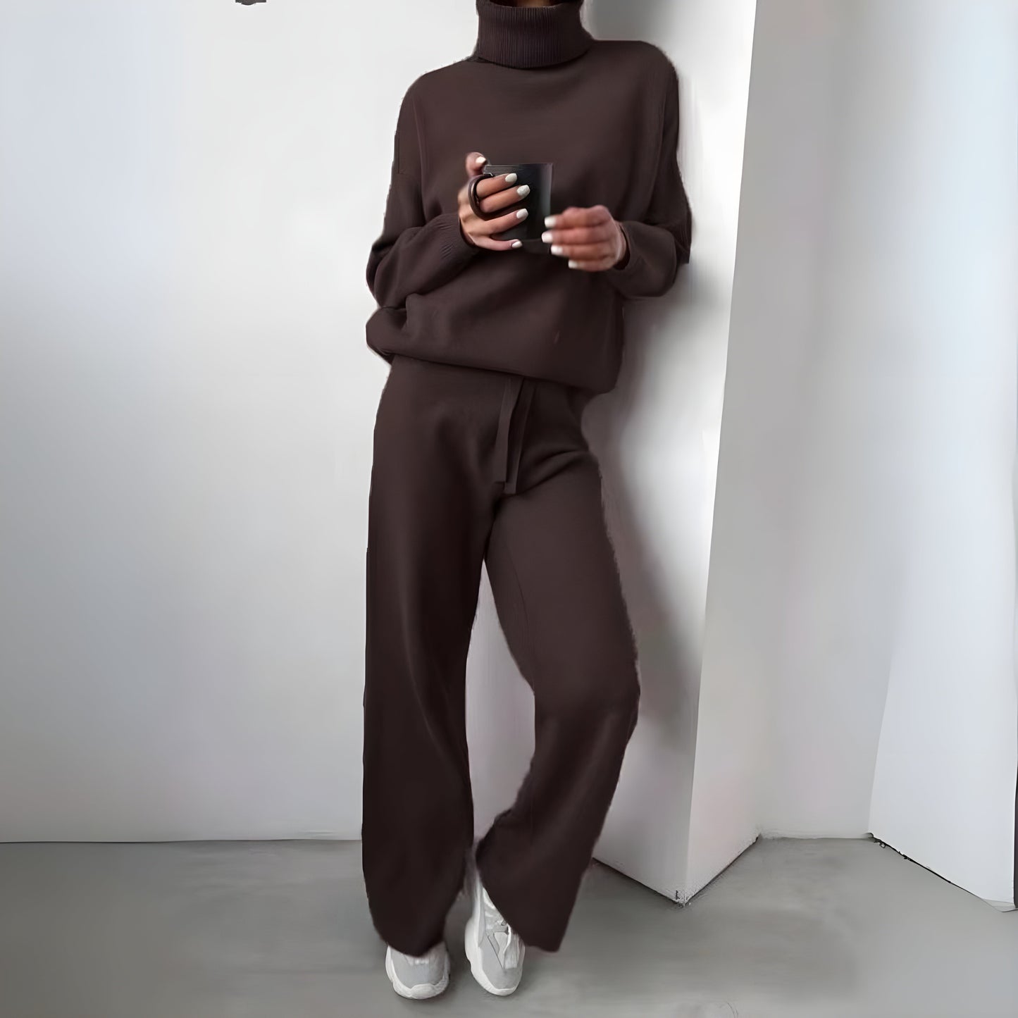 Yara | 2 Delat Set Varm Tröja Med Turtleneck Och Mjuka Långbyxor