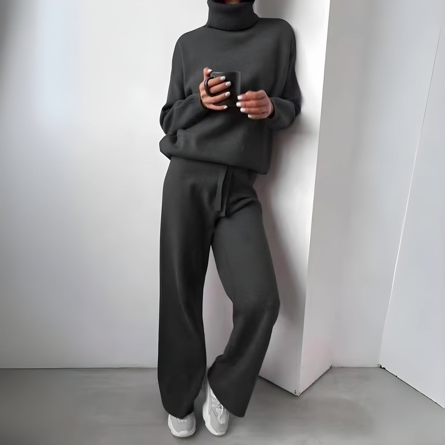 Yara | 2 Delat Set Varm Tröja Med Turtleneck Och Mjuka Långbyxor