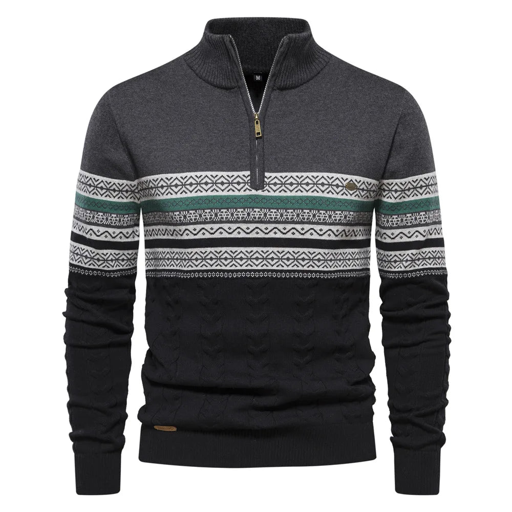 Jasper | Fair Isle-tröja Med Halv Dragkedja